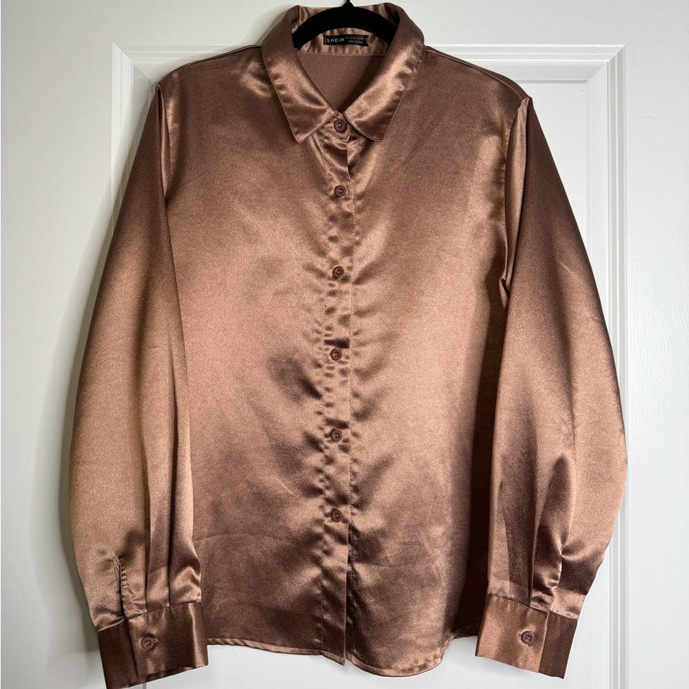 SHEIN Shimmering Copper Blouse